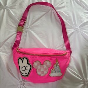 Pink Kids Fanny Pack with Disney Patches